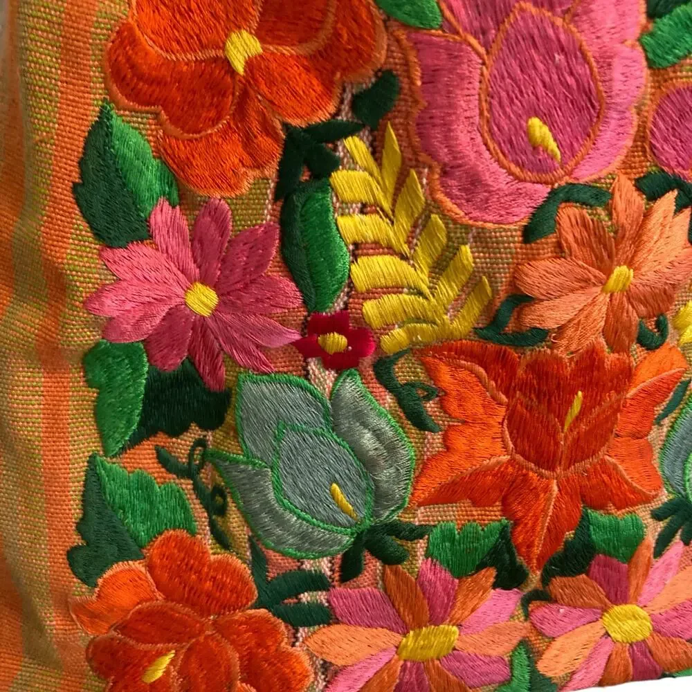 Guatemala Embroidered Floral Hobo Bag Multicolor Striped Shoulder Boho